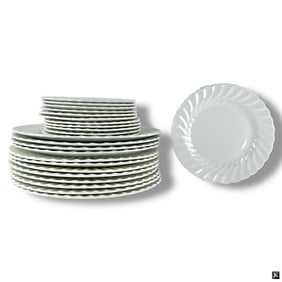 24 Pc Vintage English White China Dinnerware