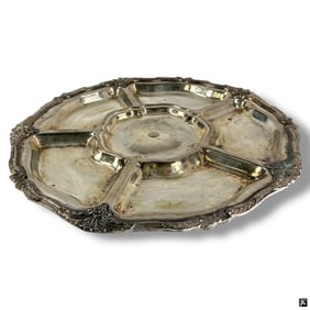 Large Antique Silver Plate Lazy Susan