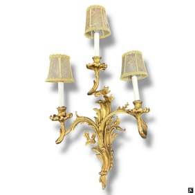 Antique Rococo Dore Bronze Sconce