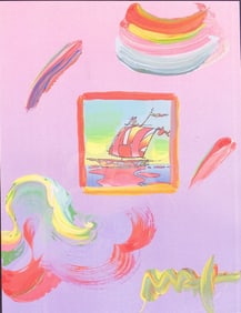 Peter Max Mixed Media "Sailboat II"