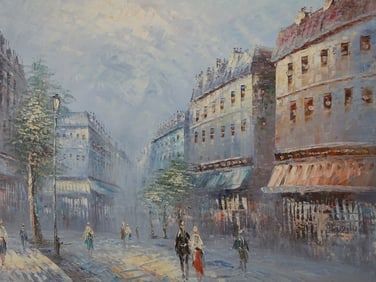 Caroline Burnett MCM Oil on canvas "Paris Street"