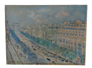 Artist Unknown Oil/ Canvas "Champs-Elysees"