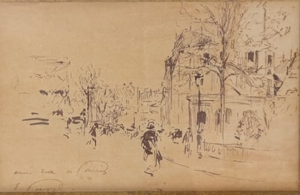 Artist Unknown Pencil/Paper "Paris Street Scene"