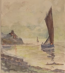 Artist Unknown Watercolor/Paper "Sailboat"