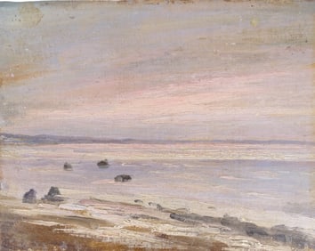 Artist Unknown Oil/Panel "Beach Scene"