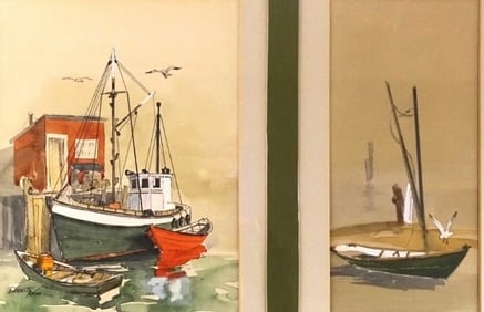 Dennis Alton Framed Color Print " Sailboats"