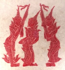 Vintage Thai Temple Rubbing On Rice Paper