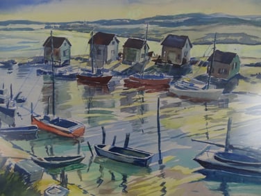 Artist Unknown Watercolor/Paper "Harbor"