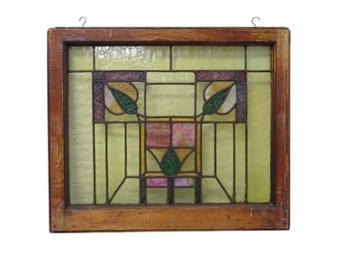 Vintage Framed Stained Glass Window