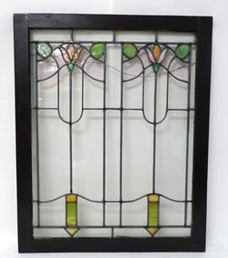 Vintage Wood Frame Stained Glass Window