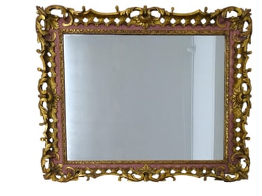 Vintage Ornate Carved Wood Frame Mirror