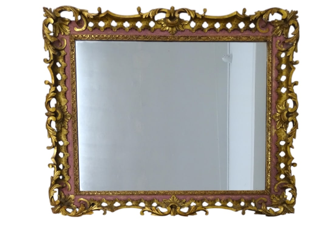 Vintage Ornate Carved Wood Frame Mirror (1 of 4)