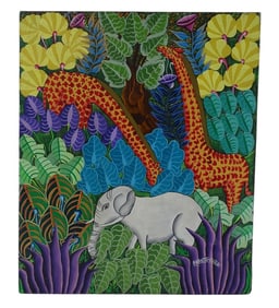 Frantz Gousse Oil/Canvas "Jungle Scene"