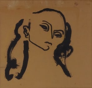 Artist Unknown Ink/Paper "Abstract Portrait"