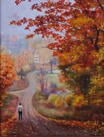 Artist Unknown Oil/Canvas "Man on Trail"
