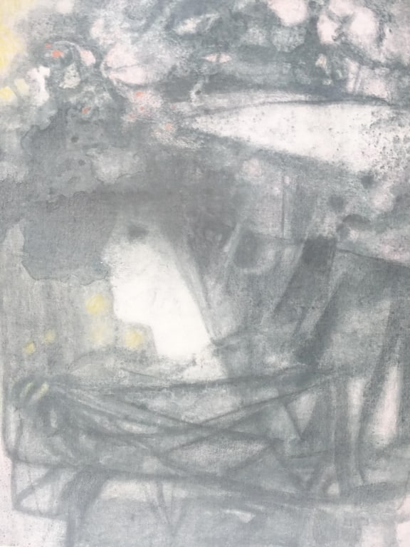 Hector Poleo (1918-1989) Color Lithograph: Hector Poleo, Venezuela (1918-1989) color lithograpgh "Chapeau Rose". Signed lower right, numbered 37/150 lower left. Paper backing is torn, otherwise well framed and in good condition. Measures(sight