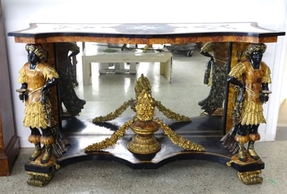 Vintage Pietra Dura Blackamoor Console Table