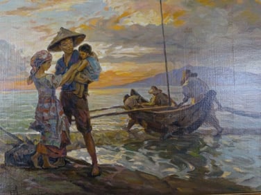 Fernando Amorsolo Oil/Canvas "Returning Fisherman"