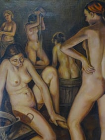 Zinaida Serebriakova Oil/Canvas "Nude In Bath"