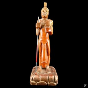 Vintage Wooden Erotic Nude Roman Soldier Sculpture