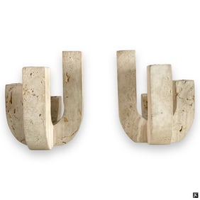 Pair Mid Century Stone Candle Holders