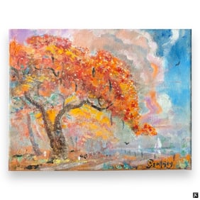 Geoffrey Bate (USA 20th C) Landscape Oil On Canvas