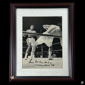 Signed Muhammed Ali Fight Scene Photograph Framed