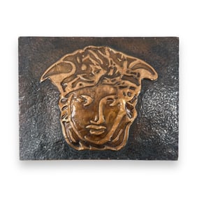 Versace Style Bronze Over Wood Medusa Wall Hanging