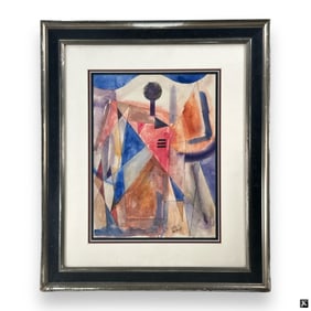 Carlos Merida Watercolor "Geometric Abstract"