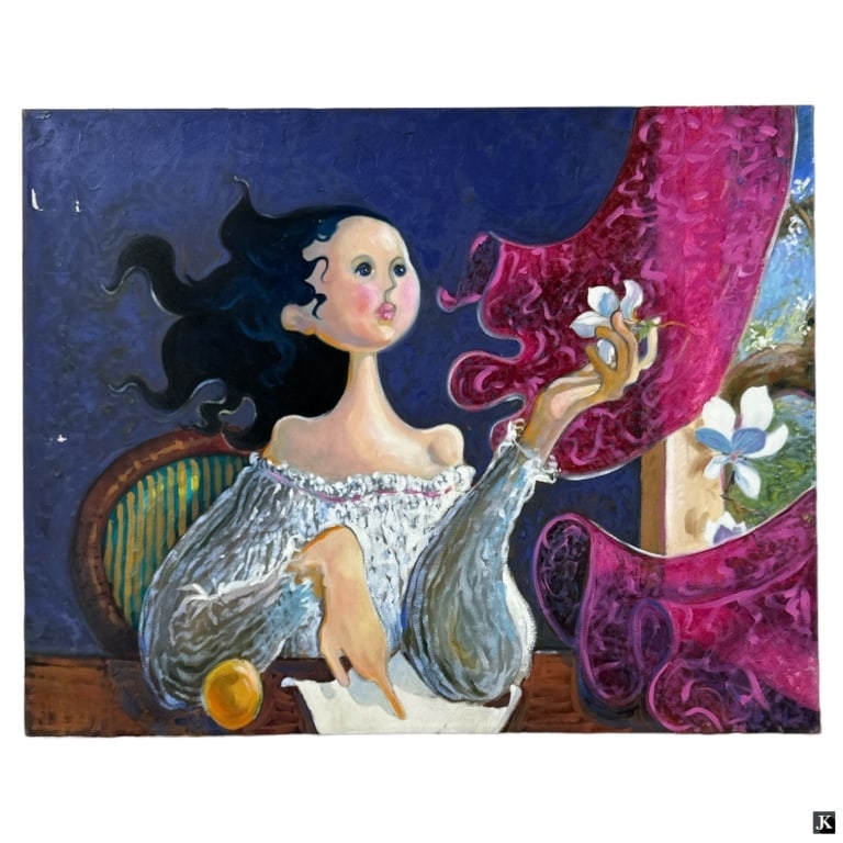 Unknown Artist Oil Painting On Canvas Of Woman (1 of 3)