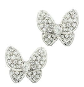 Van Cleef & Arpels 18K White Gold Two Butterfly Di