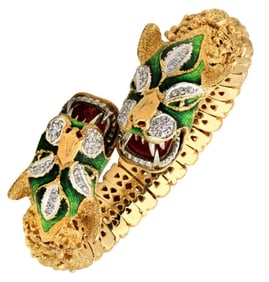 18k Yellow Gold Dragon Bracelet — Gemstone Bracele