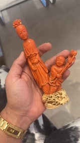 A Chinese Carved Coral Group
