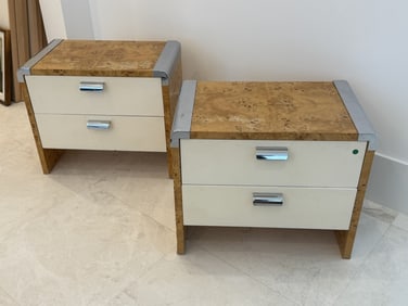 Vintage Pace Burl wood & Chrome NIght Stands