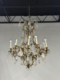 A French Bronze & Rock Crystal Chandelier