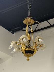 Antique French Figural Bronze Chandelier