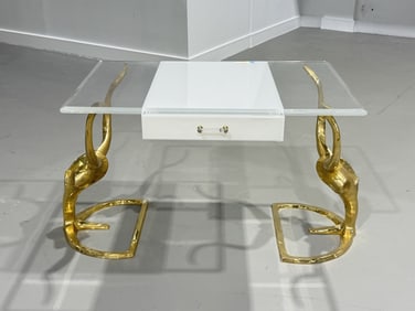 Designer RAM Head & Lucite Office Desk