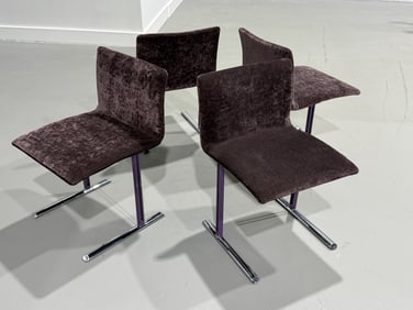 (4) Four Giovanni Offredi Purple & Chrome Chairs