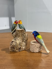 (2) FIne Murano Glass Bird Sculptures