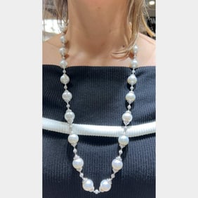 Platinum South Sea Pearl & Diamond Necklace