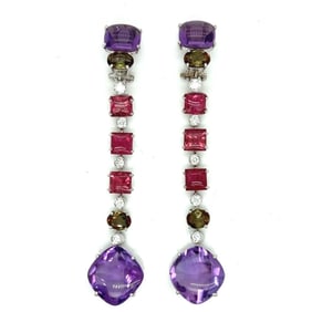 18K White Gold CISGEM Certified Amethyst, Rubelite