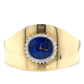 1960’s 14K Yellow Gold Lapis Lazuli & Diamond Watch