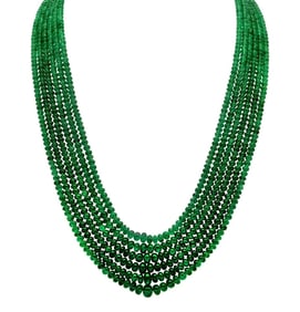 Luxury 10-Strand Emerald Bead Necklace with Platin