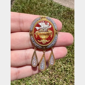 Antique 19th Century 18K Yellow Gold Italian Brooc