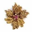 TIFFANY & CO. 18K Yellow Gold Ruby Brooch