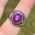 1960’s 18K White Gold Star Ruby & Diamond Ring
