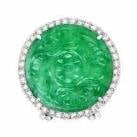 Platinum Carved Jade & Diamond Pendant/Brooch