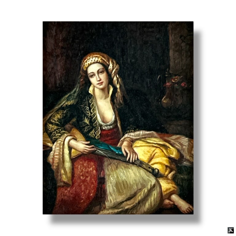 Antique Style Oil on Board "Portrait of a Lady" (1 of 5)