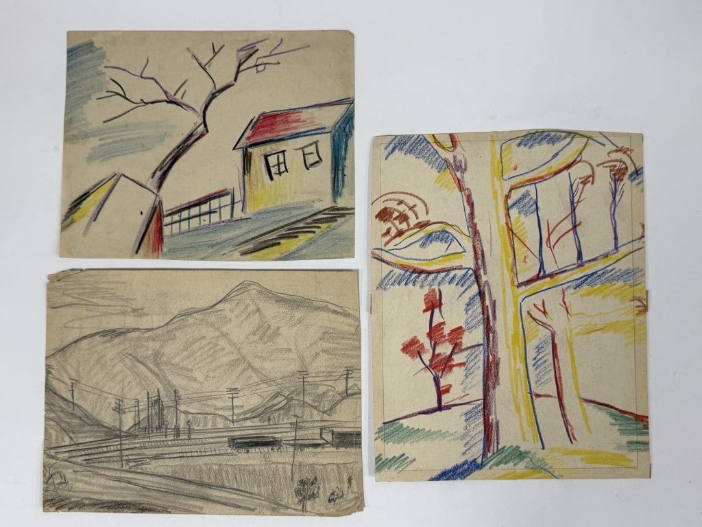 Lot Rolph Scarlett (1889-1984) Drawings/Paper: Lot of 3 Rolph Scarlett, Canada (1889-1984) drawings on paper. All unsigned and unframed. Wear along the edges of the works, otherwise all in good condition. Largest work measures 11 1/2" x 9" Keyword