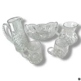 5 Piece Cut Glass Tableware Lot